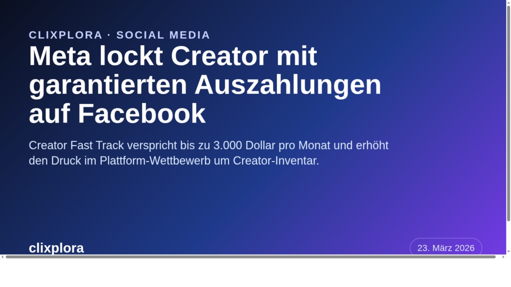 Hero-Bild: Meta lockt Creator mit garantierten Auszahlungen auf Facebook