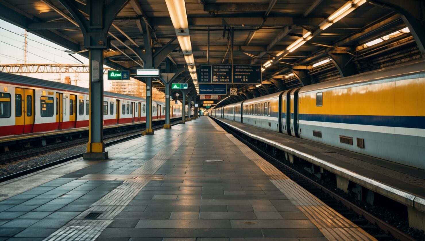 Bahnsteig im frühen Morgenlicht, wartende Reisende in der Unschärfe - Symbolbild zum Clixplora Morning Briefing vom 08.10.2026