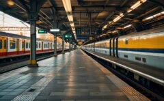 Bahnsteig im frühen Morgenlicht, wartende Reisende in der Unschärfe - Symbolbild zum Clixplora Morning Briefing vom 08.10.2026