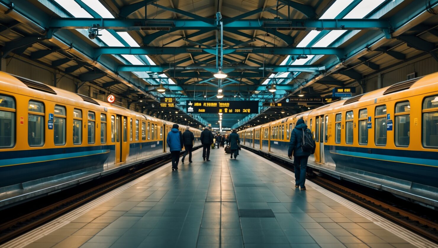 Bahnsteig im frühen Morgenlicht, wartende Reisende in der Unschärfe - Symbolbild zum Clixplora Morning Briefing vom 15.10.2026