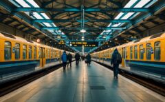 Bahnsteig im frühen Morgenlicht, wartende Reisende in der Unschärfe - Symbolbild zum Clixplora Morning Briefing vom 15.10.2026